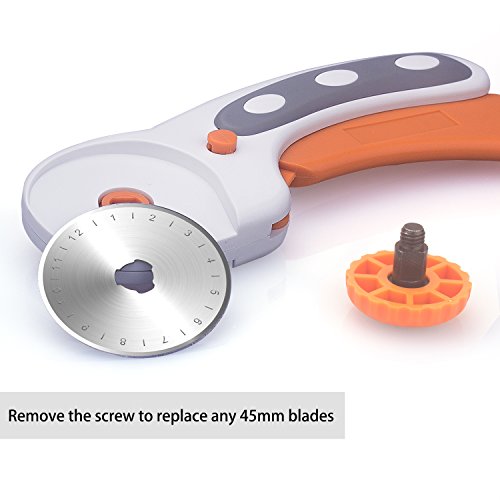 45mm Rotary Cutter Set for Sewing Fabric Leather Quilting Tools with 5 Replacement Pinking Rotary Blades …