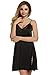 Ekouaer Womens Satin Lace Chemise Silky Nightgown Nightshirt Plus Size SleepwearBabydoll Lingerie, Black, Large
