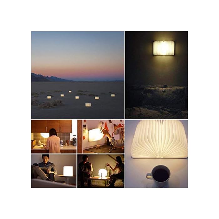 Lámpara de Libro LED de Madera en Forma de Libro, 8 colores de luz, Lámpara de Mesa Lámpara de Noche Book Lamp Recargable USB 360° Plegables Regalo Original Cumpleaños, Navidad - Imagen 6