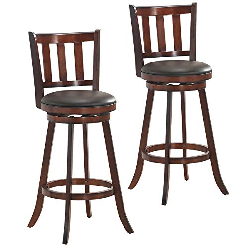 COSTWAY Bar Stools Set of 2, Counter Height Dining Chair, Fabric