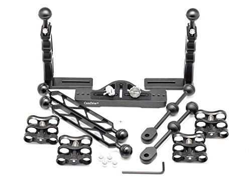Aluminium Tray/Grip for Underwater Camera Housings with two Screw Holes for Attaching at the Bottom. For any Housing that has one Threaded Hole or two Threaded Holes at the Bottom of the Housing.