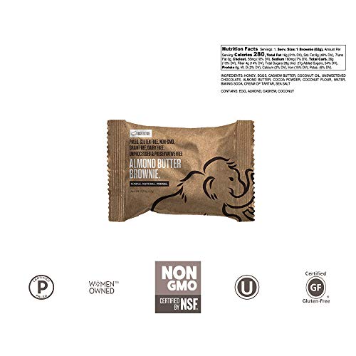 Paleo Brownies, Chocolate with Almond Butter Drizzle, 100% Gluten Free Paleo Snack, 6g Protein Per Brownie, Crafted by Base Culture (2 Count)