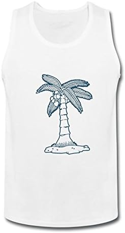 Heerinsy Men's Coconut Tree Clip Gray Blue Color Sleeveless Tank Top XXXL