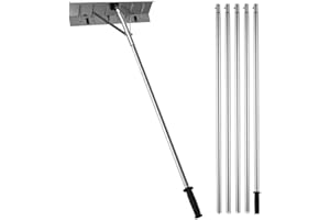 Snow Roof Rake, 25" Blade Removal Tool, 20ft Reach Aluminium Shovel, Roll Wheels for Protection, Anti-Slip Handle Grip, Easy 