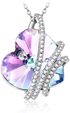 iSuri Crystal Necklace,Love heart” Pendant Necklace Fashion Jewelry with Exquisite Package By for Mother's Day Gift. (Colorful Love)