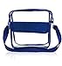Stadium Approved Clear Messenger Bag/Large 10 Inches Cross Shoulder/Event Security Compliant/Transparent (Blue)
