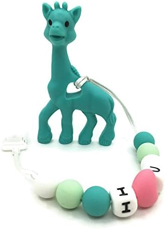 GIHABIZ Silicone Beads Giraffe Teether Clip, Teething Toy Set For Babies, Silicone Teething Pacifier Necklace Hanging Toy ,Premium BPA-free 100% Food Grade Nursing- for Easter or Baby Shower