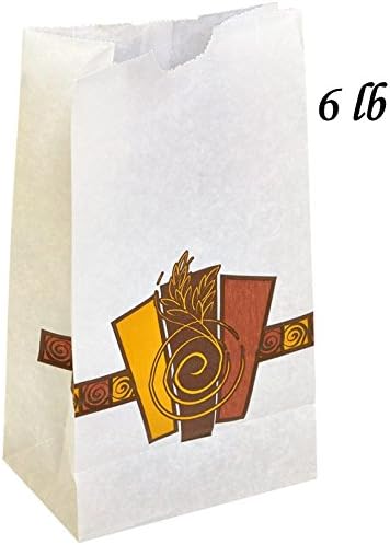 50 White #6 Bleached Kraft Paper Harvest Wax Bakery Bags - 11" x 6" x 3.75"