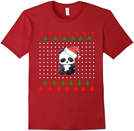 Mens Christmas Panda - Christmas Pajama T-Shirt XL Cranberry