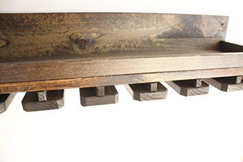 Rustic Wine Rack Shelf and Hanging Stemware Glass Holder (Set)