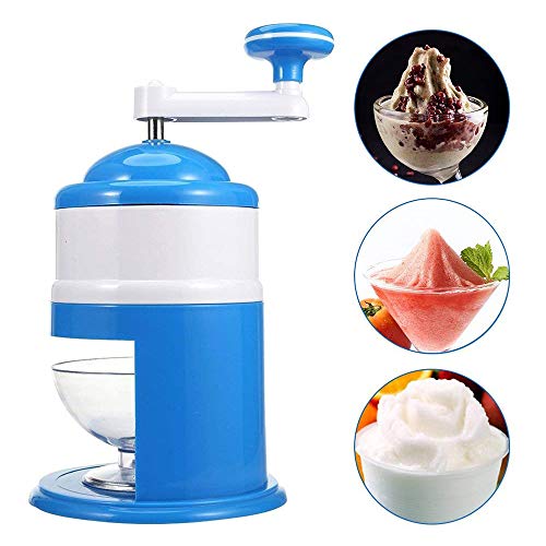 limmyun Ice Crusher Manual Ice Shaver Blue Professional Slush Machine for Coffees Mojito Snow Cones Smoothies