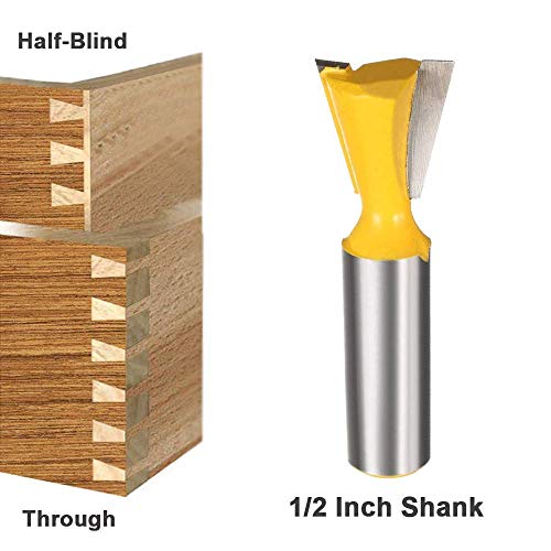 Yluck 5 Pieces 1/2" Shank Dovetail Router Bit，Beautiful Dovetail Joints for The Construction of