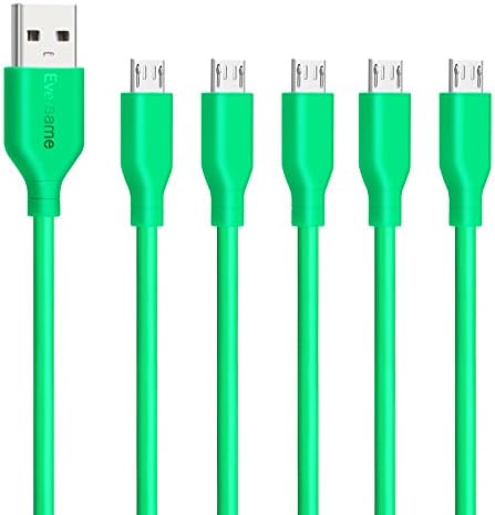 Micro USB Charger, Eversame [5-Pack] 3Ft 1M Premium Durable PVC High Speed USB2.0 A Male to Micro B Charger Cable For Samsung Galaxy S6 Edge Plus, HTC, LG G4, and more(Green)