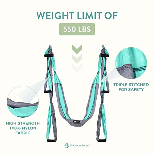 UpCircleSeven Aerial Yoga Swing Set Ceiling Mount Accessories, Turquoise/Grey Pricepulse