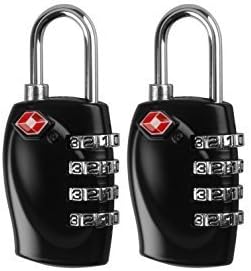 Highfive 2 Pcs TSA 4 Digit Combination Security Padlock Code Lock for Travel Suitcase Luggage (Black)