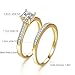 Bonlavie Set of 2 18K Gold Princess Cut Cubic Zirconia Engagement Wedding Ring Set for Her Women 8