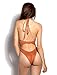 Women Velvet Hollow Out Monokini Swimsuit Thong One Piece Swimwear Bodysuit Orange S(US 0-2)