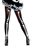 Black & White Skeleton Bones Print Tights Nylons Costume Adult