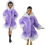 Purple Fashion Winter Fur Coats Clothes + 1 Pair Boots Made Fit for Barbie Doll