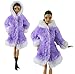 Purple Fashion Winter Fur Coats Clothes + 1 Pair Boots Made Fit for Barbie Doll