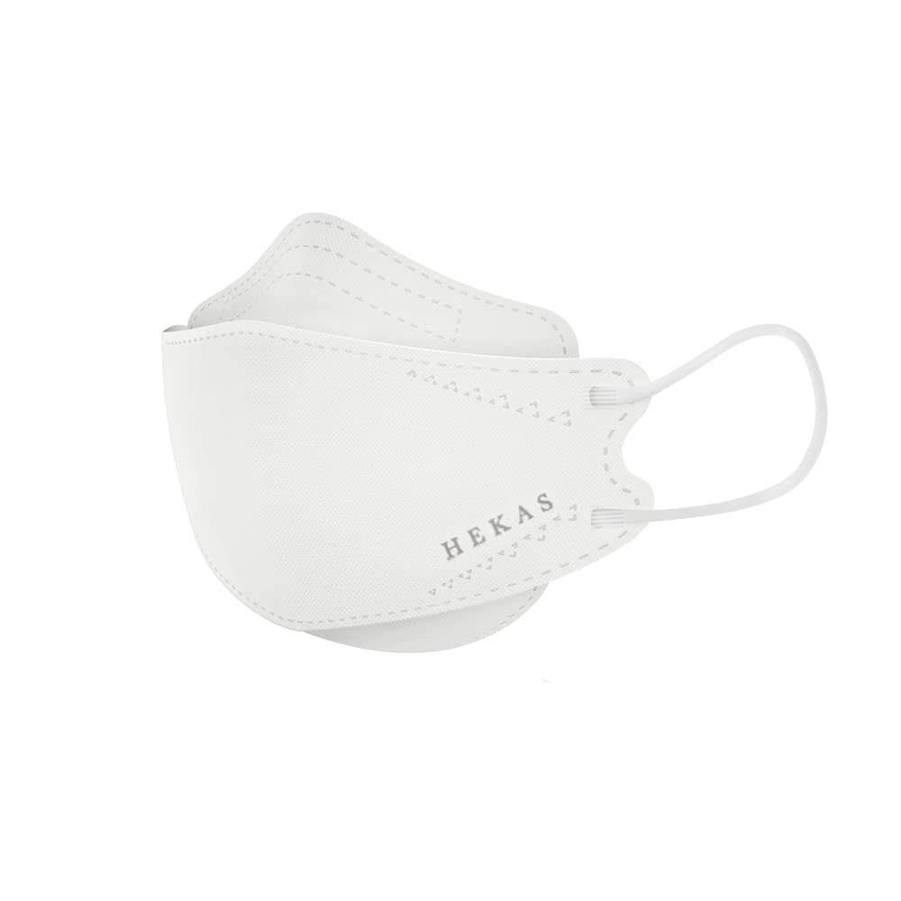 HEKAS® 5 Pack Face Masks for Men, Women, UK Certified FFP2, Face Mask to Protect - Dust & Bacteria, Cotton Face Masks for Winter, Cycling, Work, IIR Filter Efficiency ≥ 99%, Soft Earloops, White