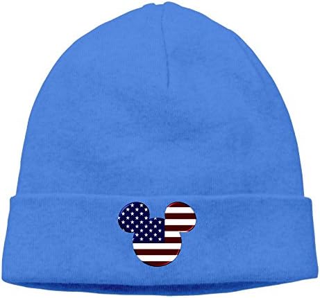 Mickey Mouse Character America Flag Logo Knit Hat Unisex Ski Adjustable Cap