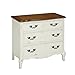 Home Styles French Countryside White and Oak Finished Four Storage Drawers Constructed from Hardwood Solids with Oak Veneers with Detailed Brass Hardware