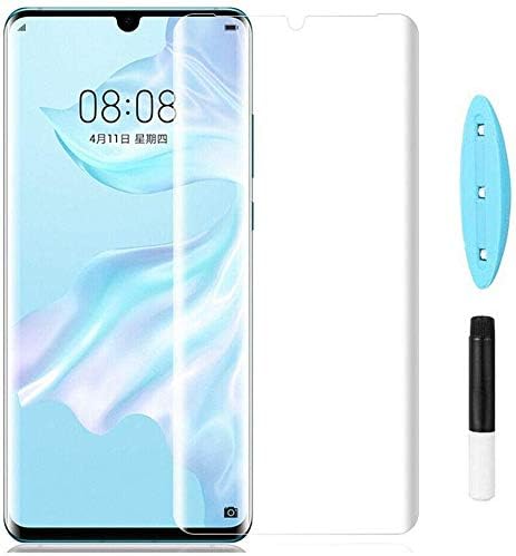 Rekri Huawei P30 Pro Tempered Glass, Full Adhesive UV Glue Curved Edge to Edge Case Friendly Full Coverage Tempered Glass Film Protective Cover for Huawei P30 Pro