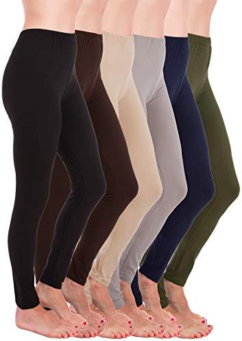 Homma Premium Ultra Soft High Rise Waist Full Length Regular and Plus Size Variety Pack Leggings
