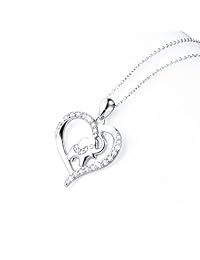 S925 Plata de Ley Lucky Elefante Amor Corazón Collar Pulsera Tobillera para Mujer Niña