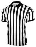 FitsT4 Men's Official Black & White Stripe Referee Shirt/Zipper Umpire Jerseys/Pro Ref Uniform for Soccer, Basketball & Football