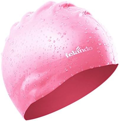 Felando Silicone Swim Cap Waterproof Bathing Cap Durable and High Elastic for Men & Women Competition Swim Cap Best to Keep Hair Dry