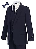 Bello Giovane Boys Navy Formal Dress Slim Suit Set (Free Bow Tie)