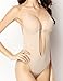 HOLYSNOW Women Plunging Deep V-Neck Strapless Backless Bodysuit for Wedding Beige