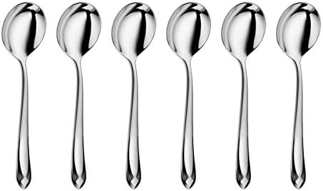 Casual Lifestyle, Dishwasher Safe Juwel Round Soup Spoons, Silver (Set of 6)