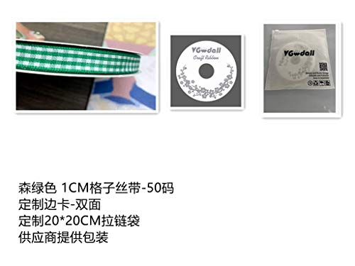 VGoodall Grass Green Gingham Ribbon, 3/8 x 50Yd Picnic Craft Ribbon Grass Green Ribbons for Hair Accessories Craft and Christmas Gift Wrapping