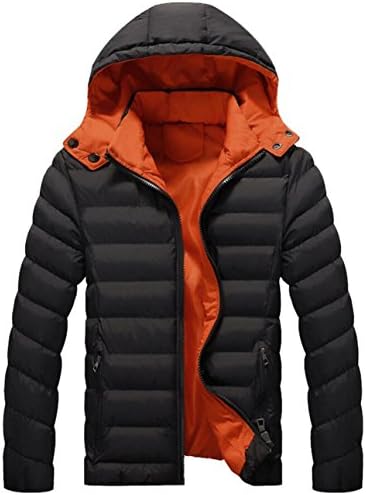 Men's Winter Thicken Cotton Warm Padded Down Coat with Removable Hood Black M