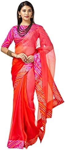 SakhiFashions Sakhi Womens Pure Silk Kota Saree Free Size Orange,Red