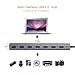 WAVLINK 7 Ports USB Type C Hub Aluminum Design with 5V/4A Supply Adapter Multi-Function USB Dock Hot Swapping Support for Mac Ultra-Slim Desktop- Gray