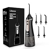 Cordless Water Flosser with 5 Jet Nozzles - Liberex IPX7 Waterproof Oral Irrigator 300ml Reservoir 3-Mode Dental Care Water Jet for Teeth/Braces, USB Rechargeable, for Family Travel Use, FDA Approved