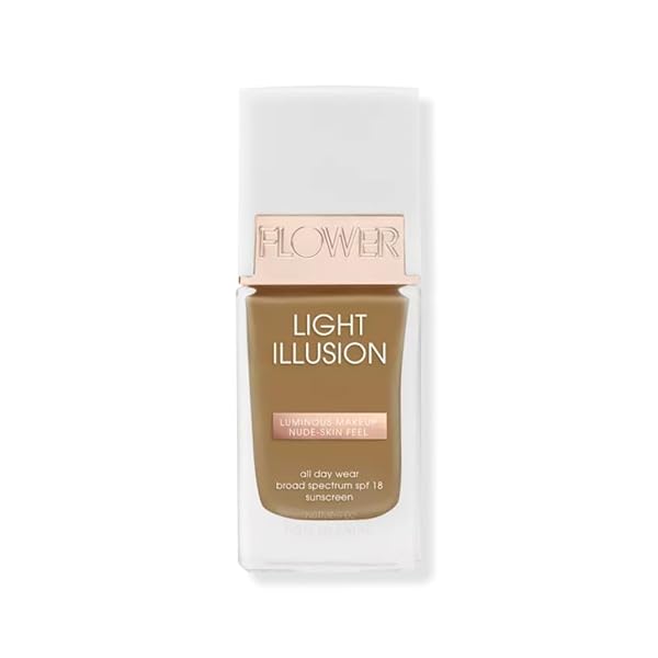FLOWER BEAUTY BY DREW BARRYMORE LIGHT ILLUSION SPF FOUNDATION – BLENDABLE + BUILDABLE – NATURAL FINISH – LIGHTWEIGHT FORMULA (NUTMEG)