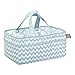 Blue Sky Storage Caddy - Chevron Print Body and Handles, Quatrefoil Print Lining, Dot Trim, Blue and White, Two Handles, 12 in x 6 in x 8 in