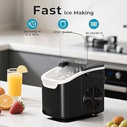 Countertop Ice Maker Machine – 8 Bullet Ice in 6