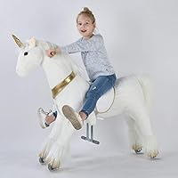 UFREE Unicorn Ride on Toy for Girls as Great Birthday Gift Large Mechanical Pony Horse with 44 inch Height for Everyone Above 6 Years Old Great Birthday Gifts