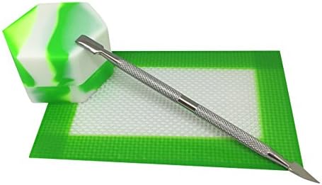 Elevated Equipment Large Silicone Wax Container + Dab Tool + Non-Stick Dab Mat Combo (Light Green/White)