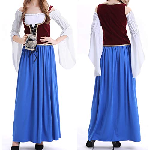 Onefa Womens Dresses Big Sale,Women's Dirndl Maxi Dress Costumes for Bavarian Oktoberfest Carnival Halloween