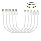 VOKOO Short Lightning Cable [5 Pack 8 inch], Sturdy Nylon Braided Lightning to USB Charging Cords for iPhone 7, iPhone 6, iPad, iPod and other Apple devices, Silver