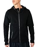 Woolx Men's Full Zip Merino Wool Hoodie  Wool Sweatshirt - Black - LRG