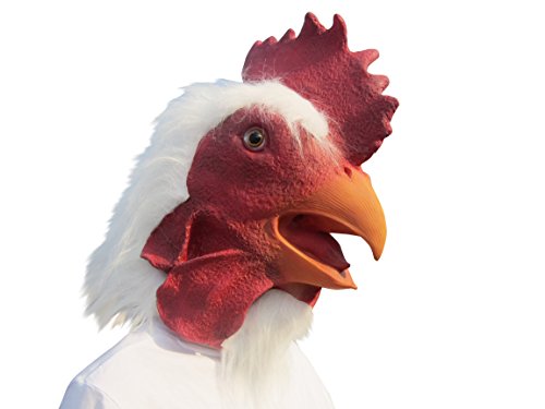 Lubber Rooster Latex Animal Head Mask For Costume (Red)