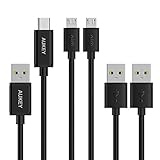 AUKEY Micro USB Cable (2-Pack 3.3ft x 2) + USB-C Cable (3.3ft x 1) for Samsung, Nexus, LG, HTC and More